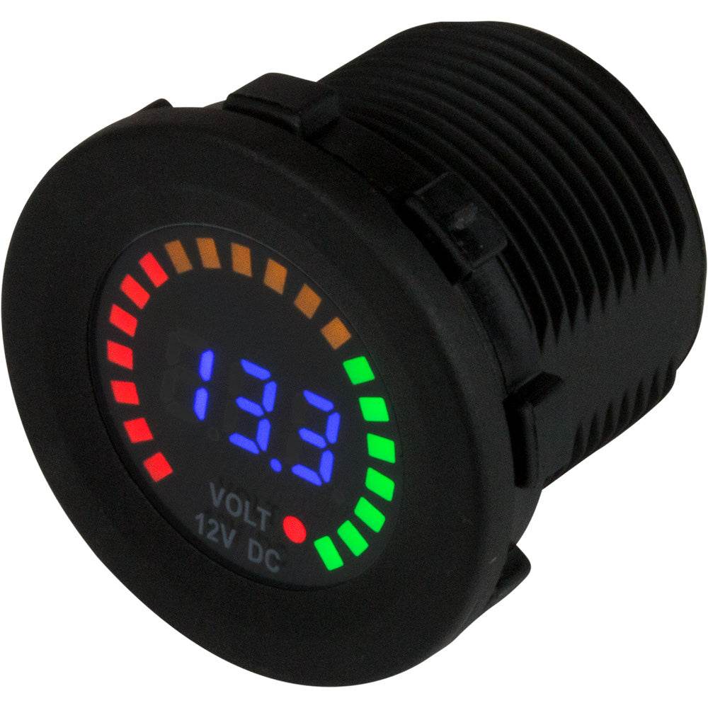 Suncoast Marine and Auto offers Sea-Dog Round Voltage Meter DC - 5V-15V w/Rainbow Dial [421617-1]