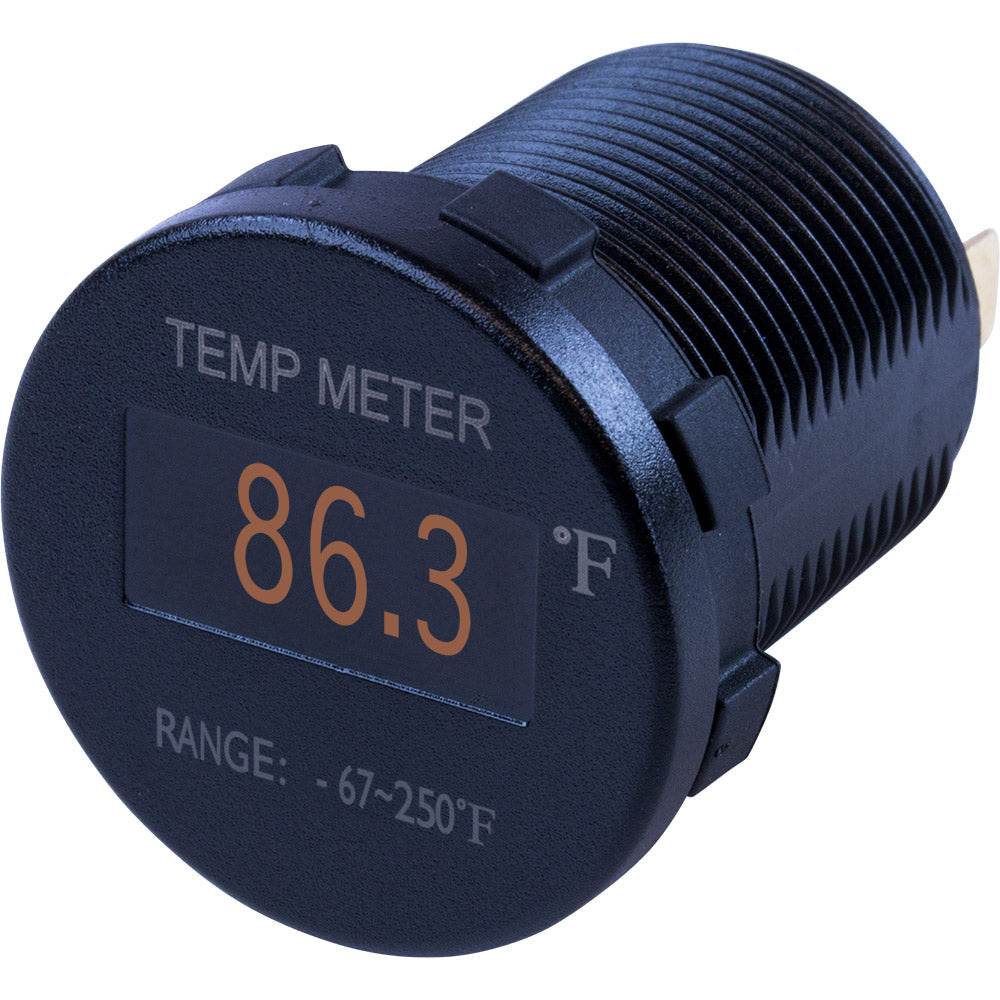 Suncoast Marine and Auto offers Sea-Dog Round OLED Temperature Meter Fahrenheit w/6 Lead [421610-1]