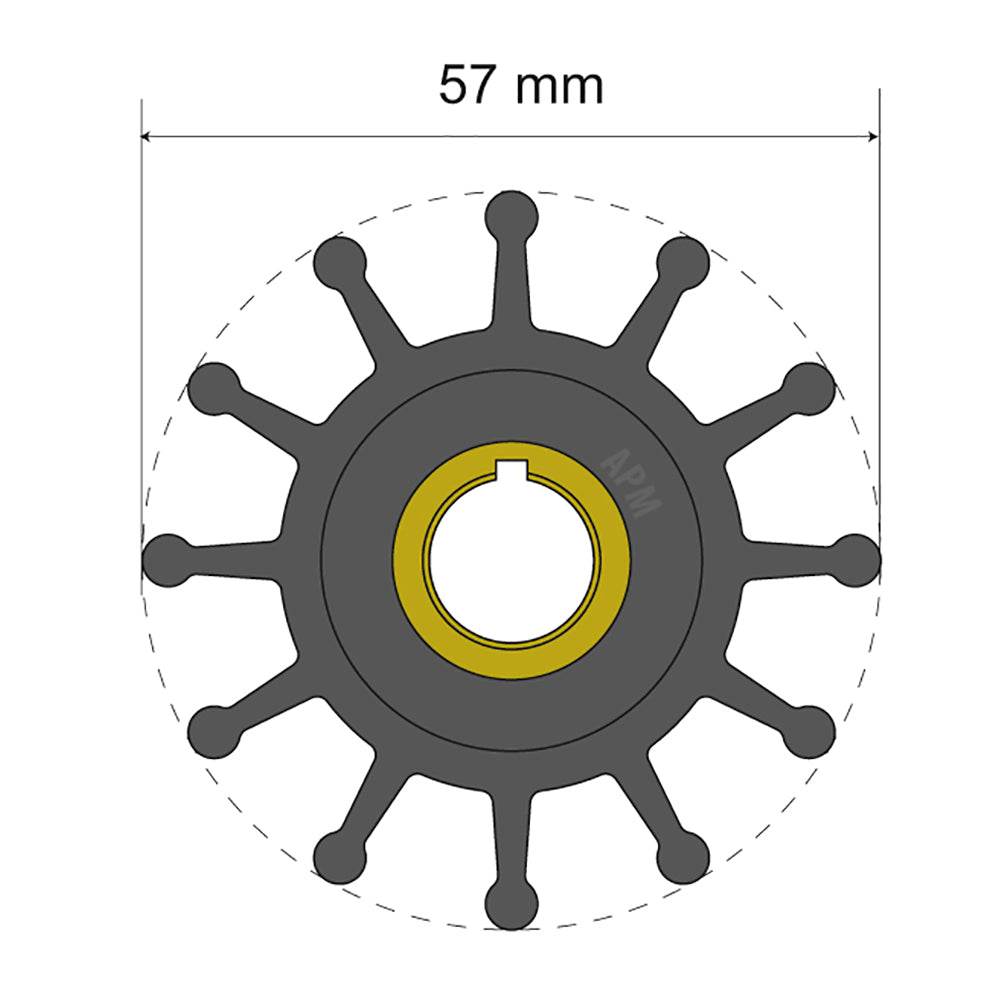 Suncoast Marine and Auto offers Albin Group Premium Impeller Kit 57 x 12.7 x 20mm - 12 Blade - Key Insert [06-01-013]