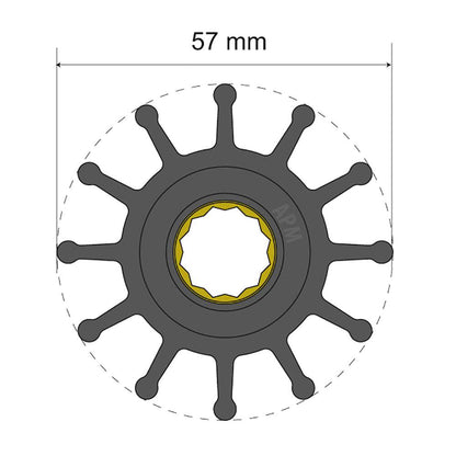 Suncoast Marine and Auto offers Albin Group Premium Impeller Kit 57 x 16 x 48.2mm - 12 Blade - Spline Insert [06-01-014]