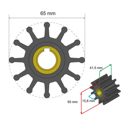 Suncoast Marine and Auto offers Albin Group Premium Impeller Kit 65 x 15.8 x 41.5mm - 12 Blade - Key Insert [06-01-018]