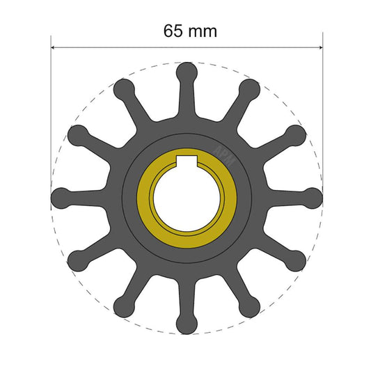 Suncoast Marine and Auto offers Albin Group Premium Impeller Kit 65 x 15.8 x 41.5mm - 12 Blade - Key Insert [06-01-018]