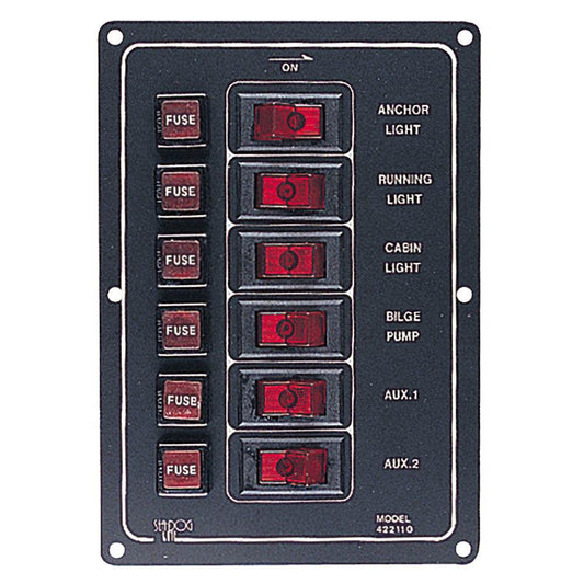 Suncoast Marine and Auto offers Sea-Dog Aluminum Switch Panel Vertical - 6 Switch [422110-1]