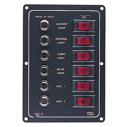 Suncoast Marine and Auto offers Sea-Dog Aluminum Circuit Breaker Panel - 6 Circuit [422800-1]