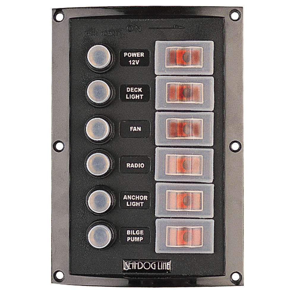 Suncoast Marine and Auto offers Sea-Dog Splash Guard Circuit Breaker Panel - 6 Circuit [424806-1]