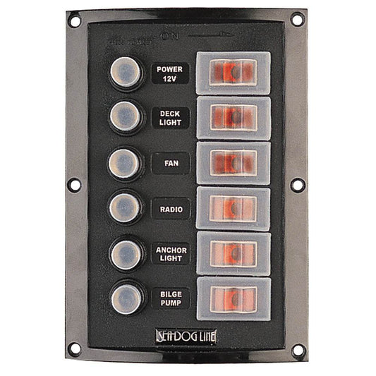 Suncoast Marine and Auto offers Sea-Dog Splash Guard Circuit Breaker Panel - 6 Circuit [424806-1]