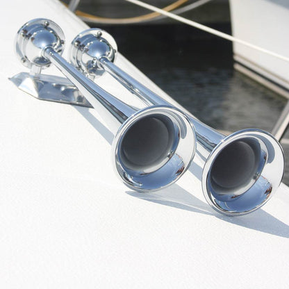 Suncoast Marine and Auto offers Marinco 12V Chrome Plated Dual Trumpet Air Horn [10106]