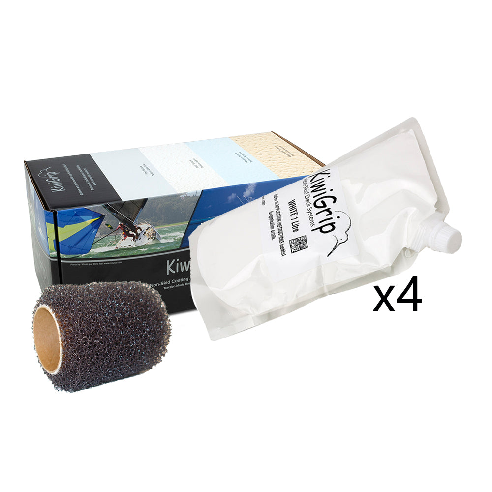 Suncoast Marine and Auto offers KiwiGrip 4 - 1 Liter Pouches - White w/4" Roller [KG-4WP-R]