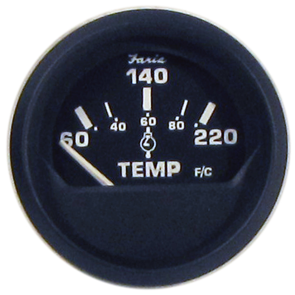 Suncoast Marine and Auto offers Faria Euro Black 2" Cylinder Head Temperature Gauge (60 to 220 F) with Sender [12819]