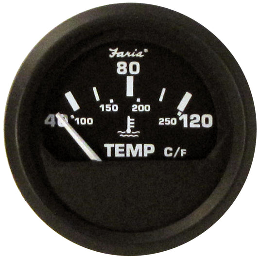 Suncoast Marine and Auto offers Faria Euro Black 2" Water Temperature Gauge - Metric (40 to 120 C) [12814]