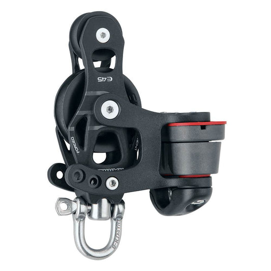 Suncoast Marine and Auto offers Harken 45mm Single Aluminum Element Fiddle Block w/Swivel 150 Cam Cleat [6235]