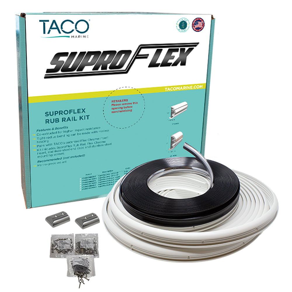 Suncoast Marine and Auto offers TACO SuproFlex Rub Rail Kit - White w/Flex Chrome Insert - 1.6"H x .78"W x 60L [V11-9960WCM60-2]