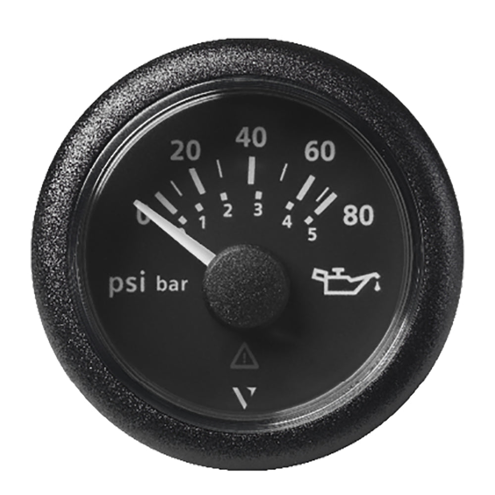 Suncoast Marine and Auto offers Veratron 52MM (2-1/16") ViewLine Oil Pressure Gauge 80 PSI/5 Bar - Black Dial Round Bezel [A2C59514128]