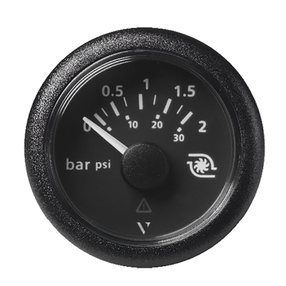 Suncoast Marine and Auto offers Veratron 52MM (2-1/16") ViewLine Boost Pressure Gauge 2 Bar/30 PSI - Black Dial Round Bezel [A2C59514149]