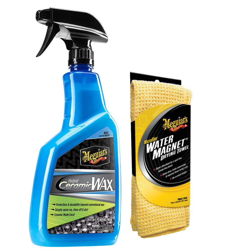 Suncoast Marine and Auto offers Meguiars Hybrid Ceramic Wax w/Water Magnet Microfiber Drying Towel - 22" x 30" [G190526-X2000KIT]