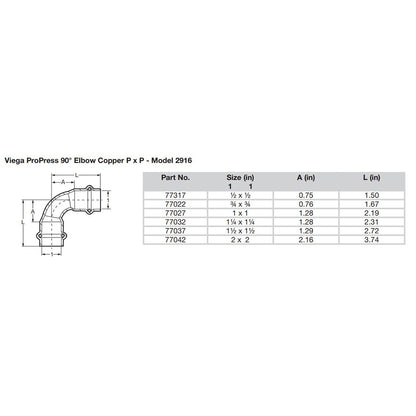 Suncoast Marine and Auto offers Viega ProPress 1/2" - 90 Copper Elbow - Double Press Connection - Smart Connect Technology [77317]