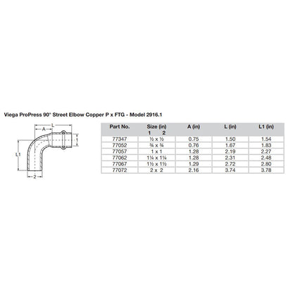 Suncoast Marine and Auto offers Viega Propress 1/2" - 90 Copper Elbow - Street/Press Connection - Smart Connect Technology [77347]