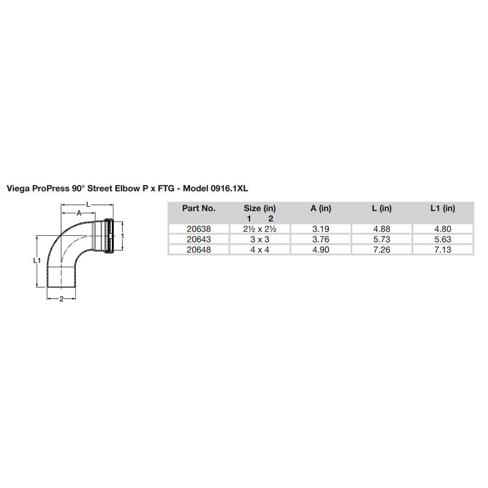 Suncoast Marine and Auto offers Viega ProPress 2-1/2" - 90 Copper Elbow - Street/Press Connection - Smart Connect Technology [20638]