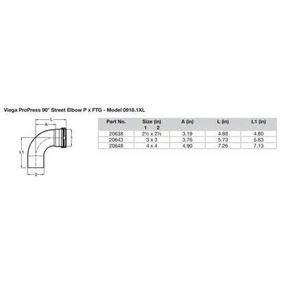 Suncoast Marine and Auto offers Viega ProPress 2-1/2" - 90 Copper Elbow - Street/Press Connection - Smart Connect Technology [20638]