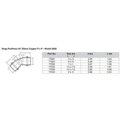 Suncoast Marine and Auto offers Viega ProPress 1/2" - 45 Copper Elbow - Double Press Connection - Smart Connect Technology [77607]