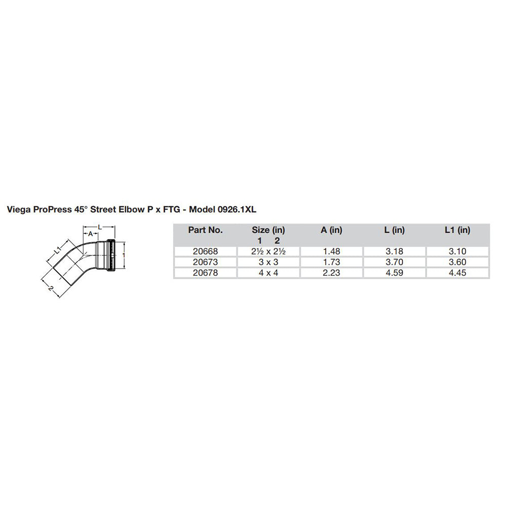 Suncoast Marine and Auto offers Viega ProPress - 2-1/2" - 45 Copper Elbow - Street/Press Connection - Smart Connect Technology [20668]