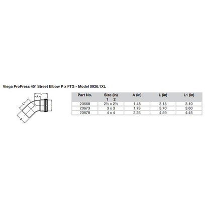 Suncoast Marine and Auto offers Viega ProPress - 2-1/2" - 45 Copper Elbow - Street/Press Connection - Smart Connect Technology [20668]