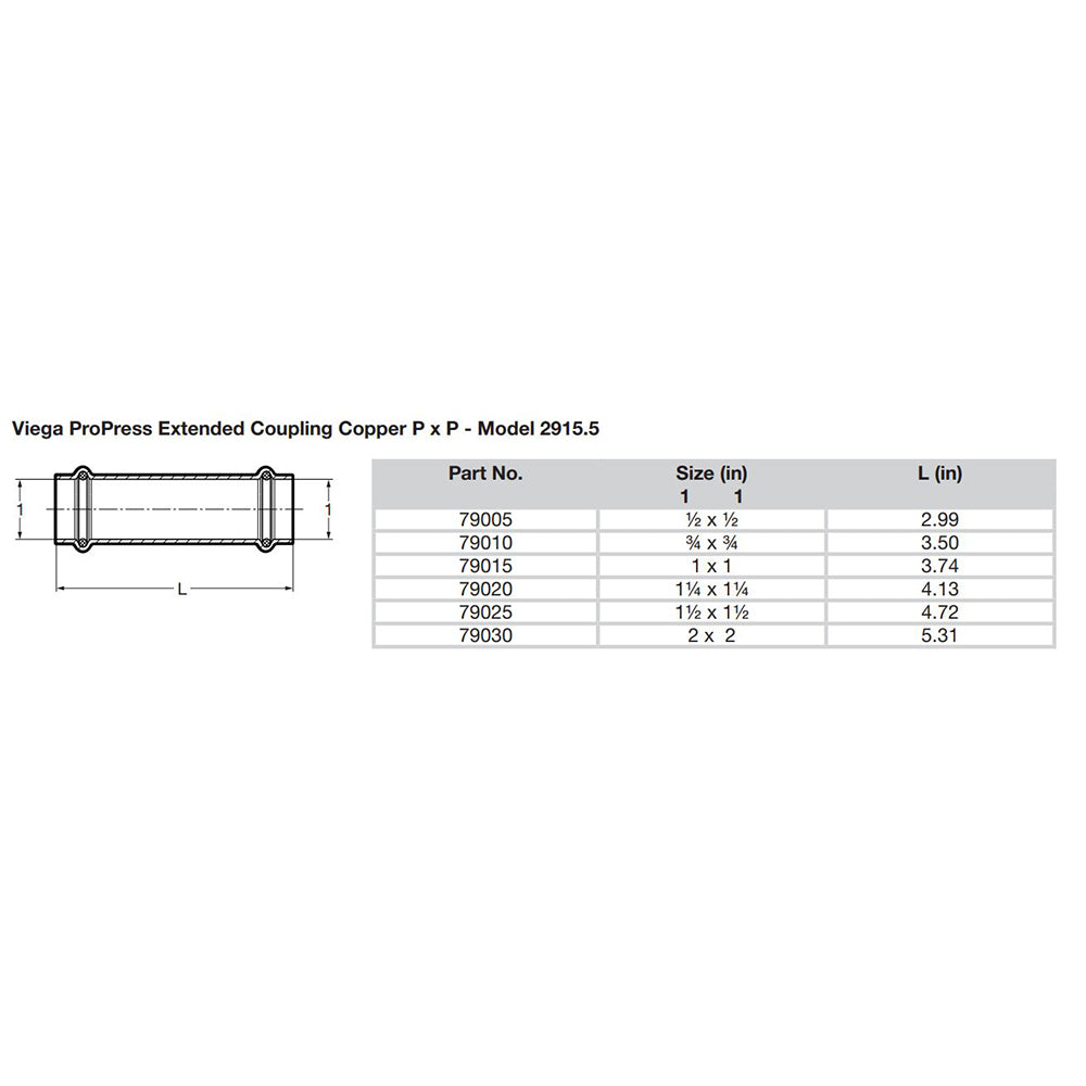 Suncoast Marine and Auto offers Viega ProPress 1" Extended Coupling w/o Stop - Double Press Connection - Smart Connect Technology [79015]