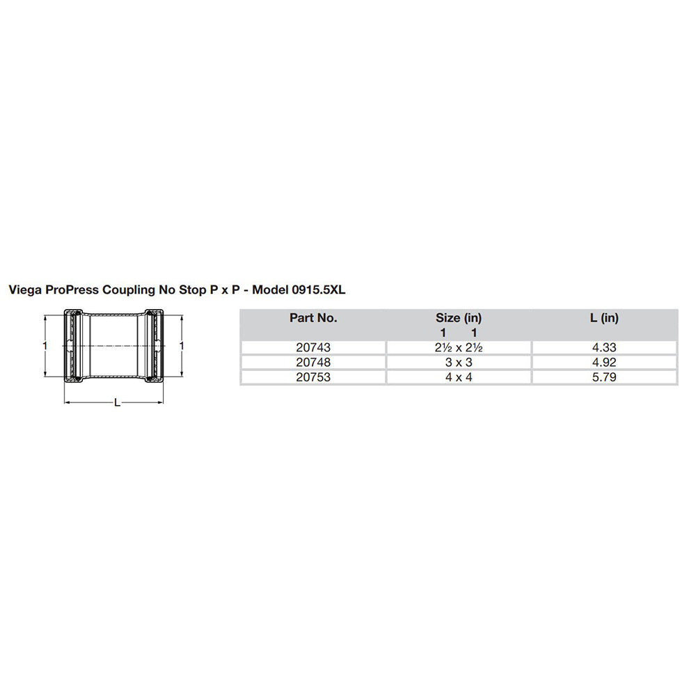 Suncoast Marine and Auto offers Viega ProPress 2-1/2" Copper Coupling w/o Stop - Double Press Connection - Smart Connect Technology [20743]