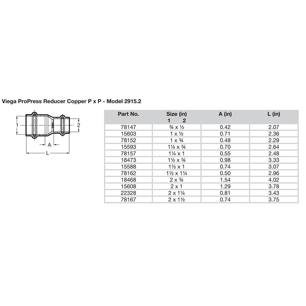 Suncoast Marine and Auto offers Viega ProPress 3/4" x 1/2" Copper Reducer - Double Press Connection - Smart Connect Technology [78147]