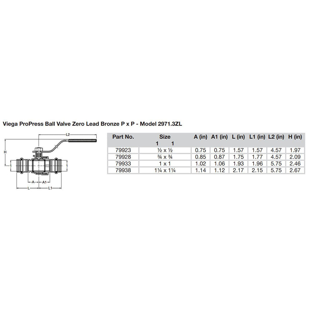 Suncoast Marine and Auto offers Viega ProPress 1/2" Zero Lead Bronze Ball Valve w/Stainless Stem - Double Press Connection - Smart Connect Technology [79923]