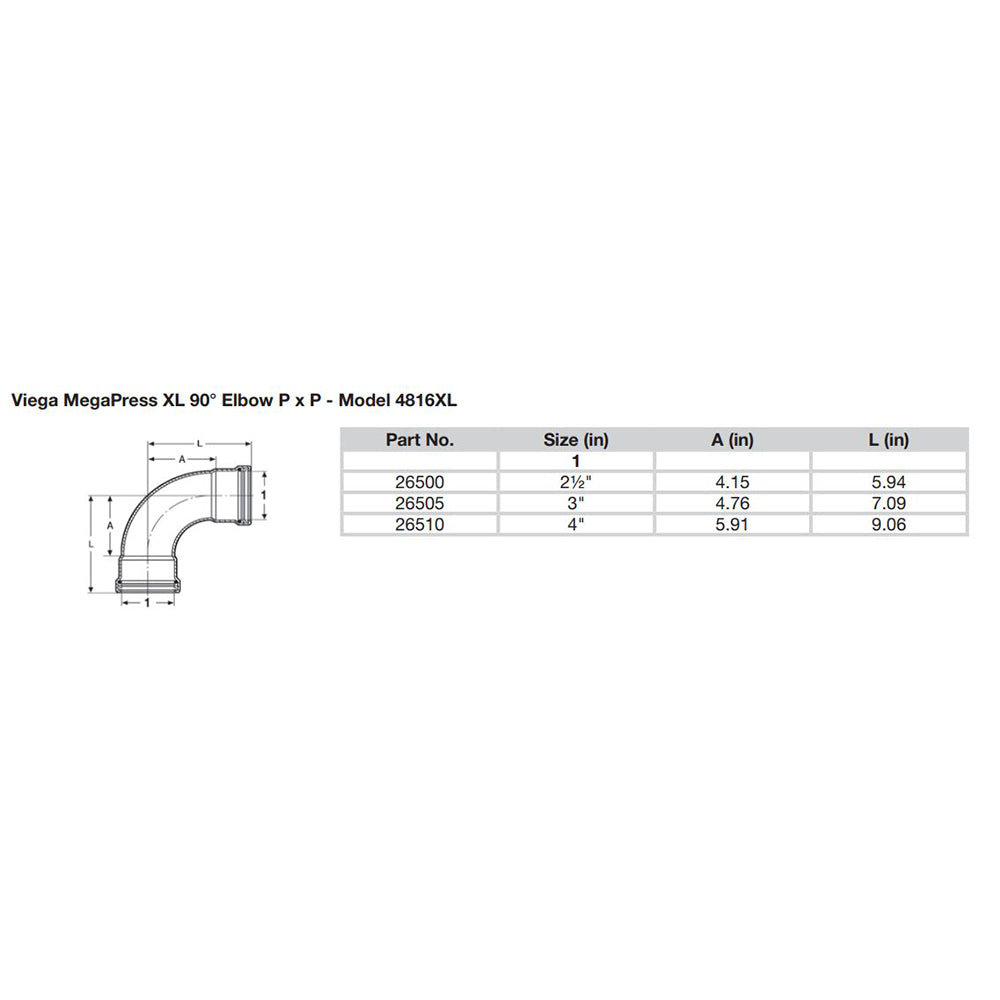 Suncoast Marine and Auto offers Viega MegaPress 2-1/2" 90 Carbon Steel Elbow w/FKM - Double Press Connection - Smart Connect Technology [26500]