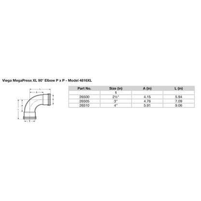 Suncoast Marine and Auto offers Viega MegaPress 2-1/2" 90 Carbon Steel Elbow w/FKM - Double Press Connection - Smart Connect Technology [26500]