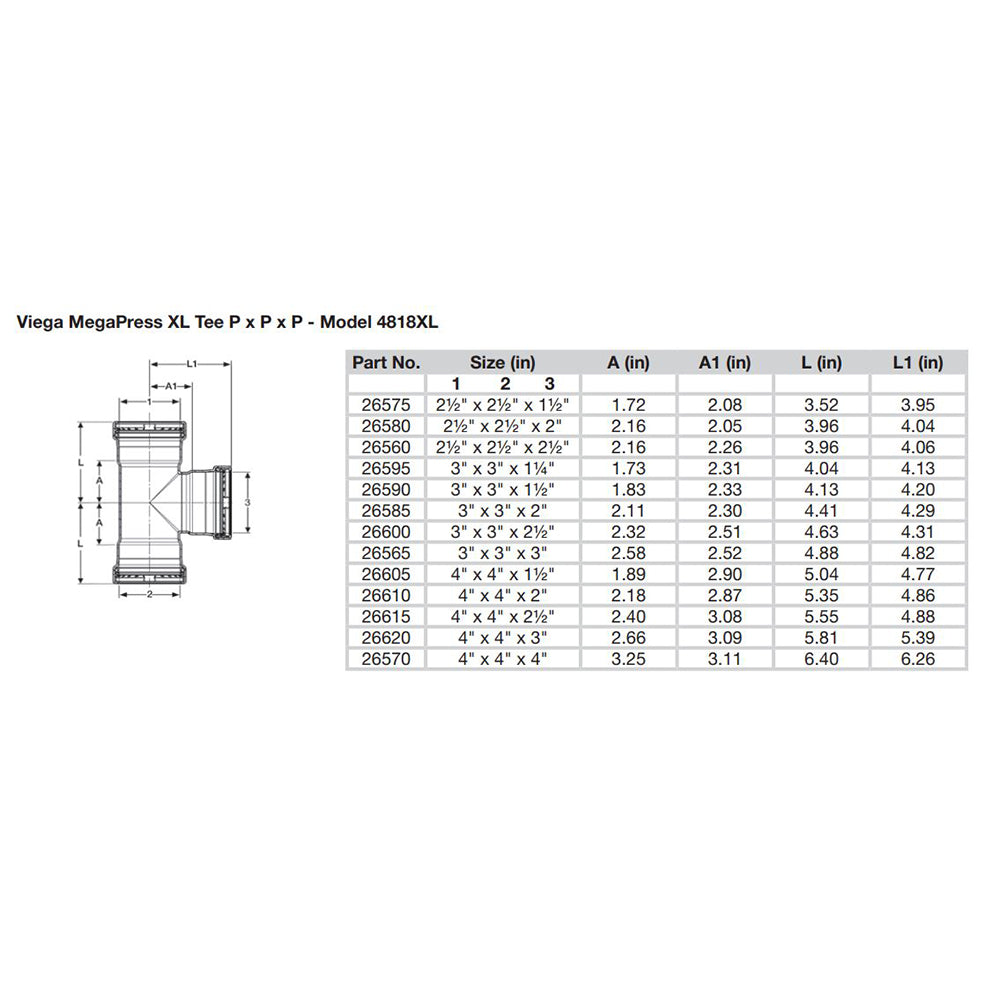 Suncoast Marine and Auto offers Viega MegaPress 2-1/2" Carbon Steel Tee w/FKM - Triple Press Connection - Smart Connect Technology [26560]