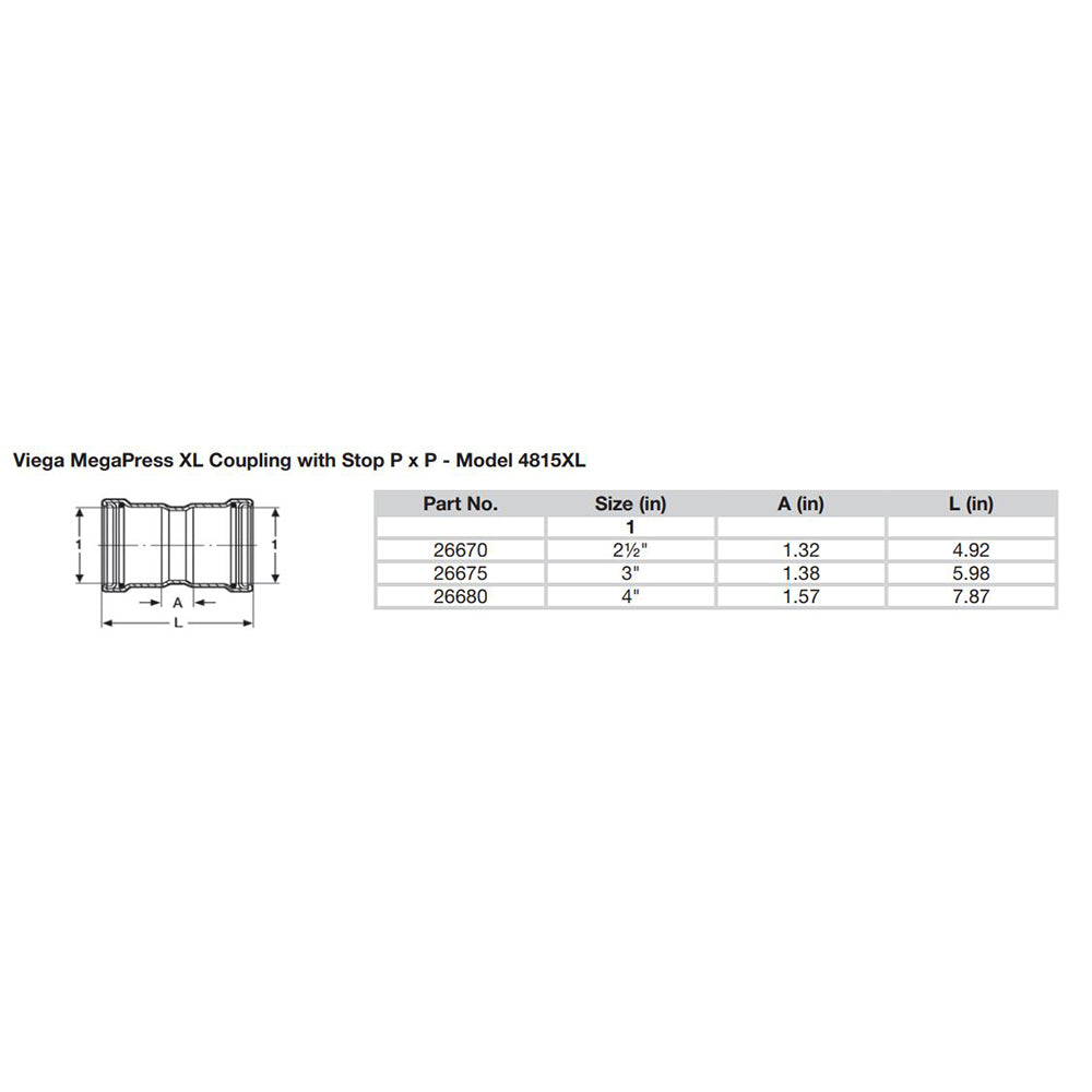 Suncoast Marine and Auto offers Viega MegaPress 2-1/2" Carbon Steel Coupling w/Stop w/FMK Double Press Connection - Smart Connect Technology [26670]