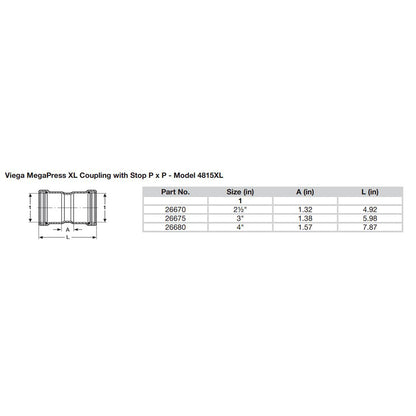 Suncoast Marine and Auto offers Viega MegaPress 3" Carbon Steel Coupling w/Stop w/FMK Double Press Connection - Smart Connect Technology [26675]