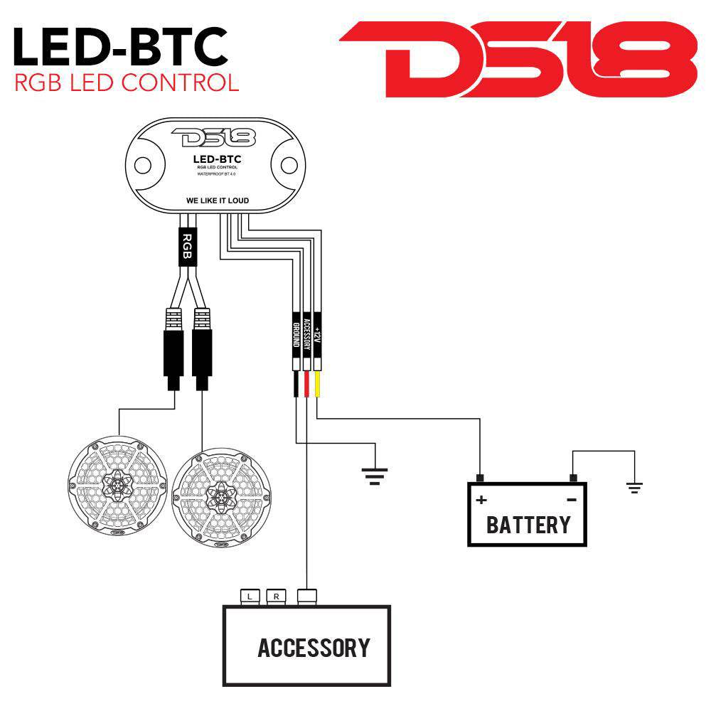 Suncoast Marine and Auto offers DS18 LED Light Bluetooth Control Works w/Android iPhone [LED-BTC]