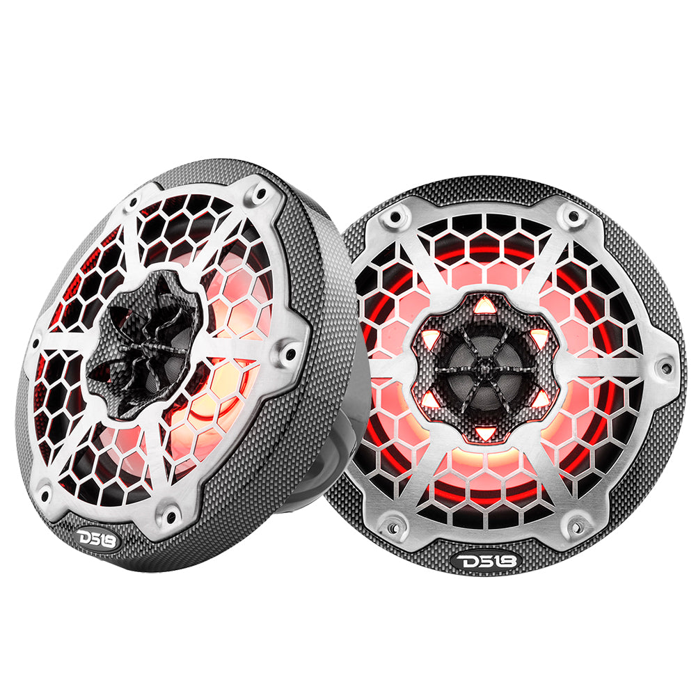 Suncoast Marine and Auto offers DS18 HYDRO 6.5" 2-Way Marine Speakers w/RGB LED Lights 375W - Black Carbon Fiber [CF-65]