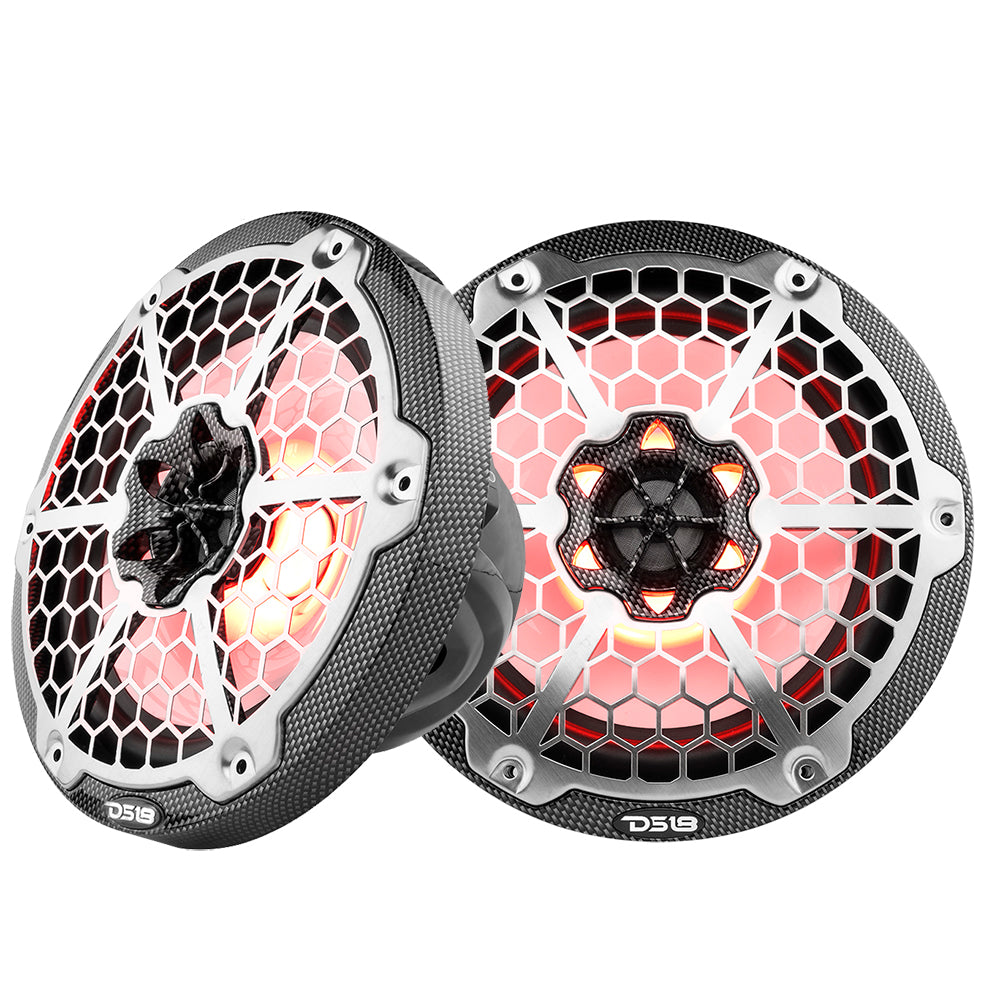 Suncoast Marine and Auto offers DS18 HYDRO 8" 2-Way Marine Speakers w/RGB LED Lights 450W - Black Carbon Fiber [CF-8]