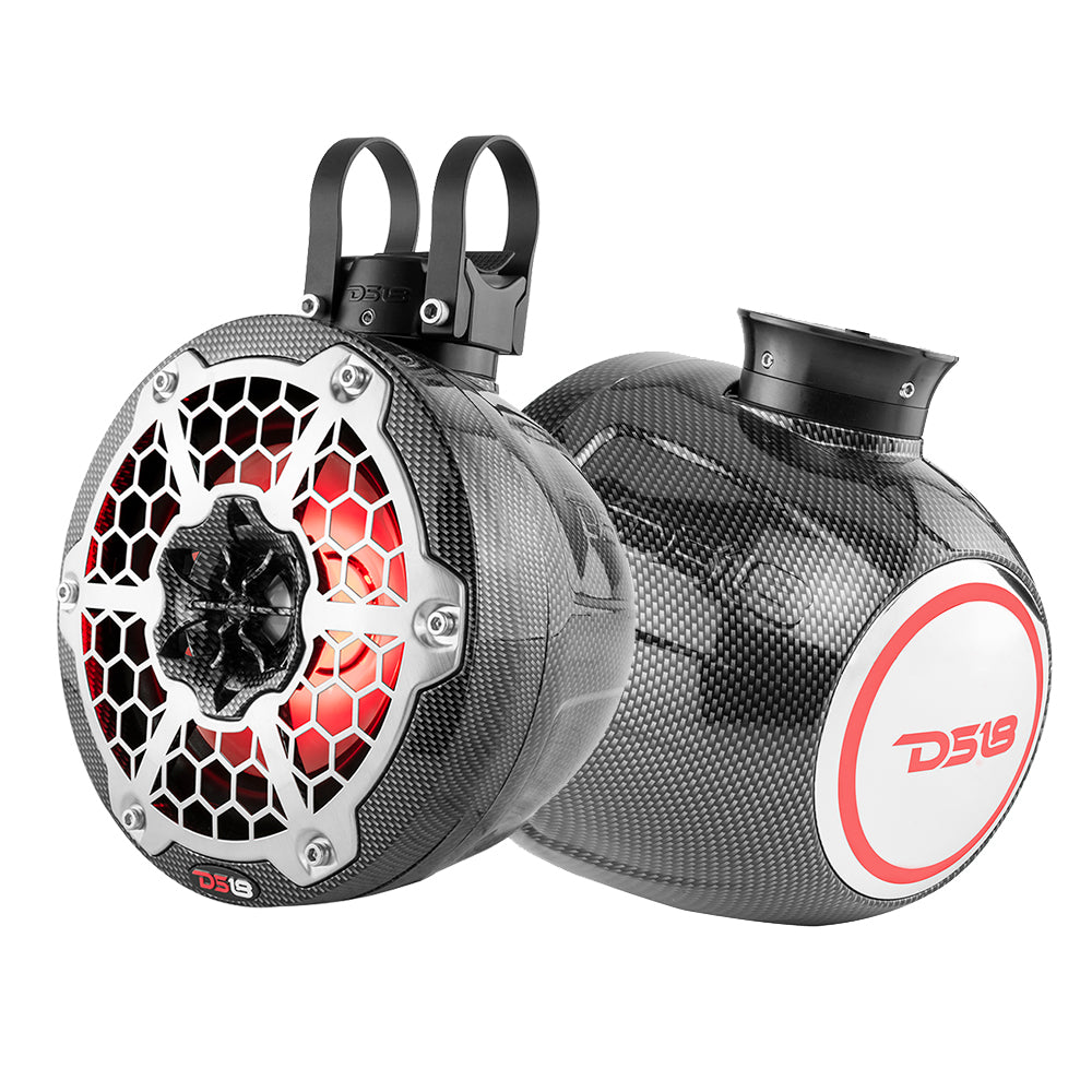 Suncoast Marine and Auto offers DS18 HYDRO 6.5" Compact Wakeboard Pod Tower Speaker w/RGB LED Lights - 375W - Black Carbon Fiber [CF-PS6]