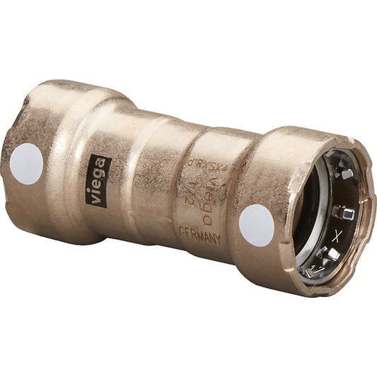 Suncoast Marine and Auto offers Viega MegaPress 3/4" Copper Nickel Coupling w/Stop Double Press Connection - Smart Connect Technology [88385]