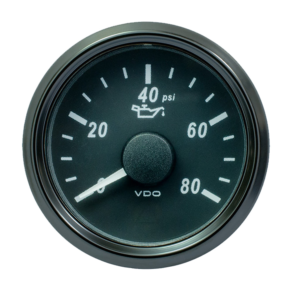 Suncoast Marine and Auto offers VDO SingleViu 52mm (2-1/16") Oil Pressure Gauge - 80 PSI - 0-180 Ohm [A2C3833190030]