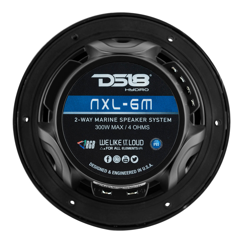 Suncoast Marine and Auto offers DS18 New Edition HYDRO 6.5" 2-Way Marine Speakers w/RGB LED Lighting 300W - Black [NXL-6M/BK]