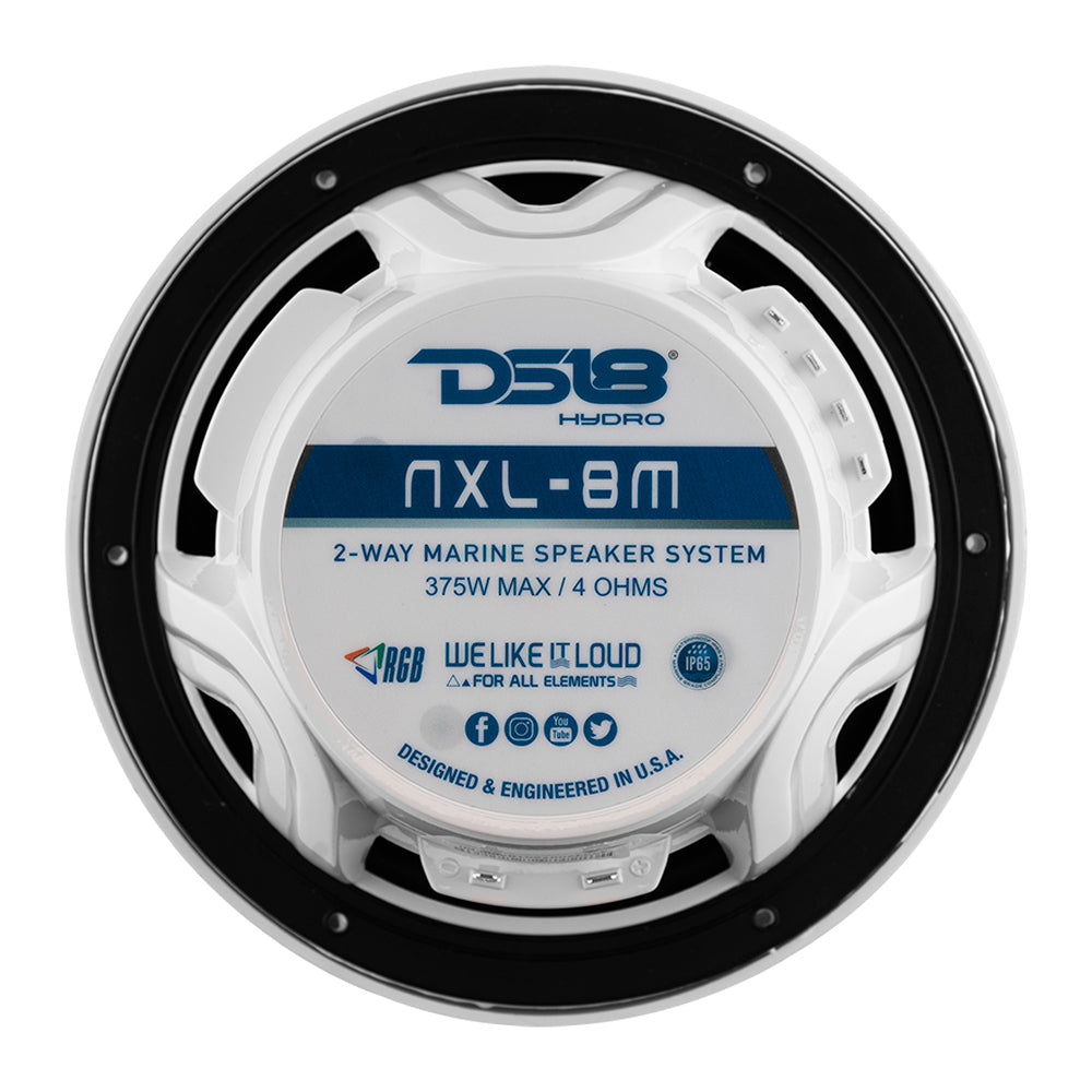 Suncoast Marine and Auto offers DS18 New Edition HYDRO 8" 2-Way Marine Speakers w/RGB LED Lighting 375W - White [NXL-8M/WH]