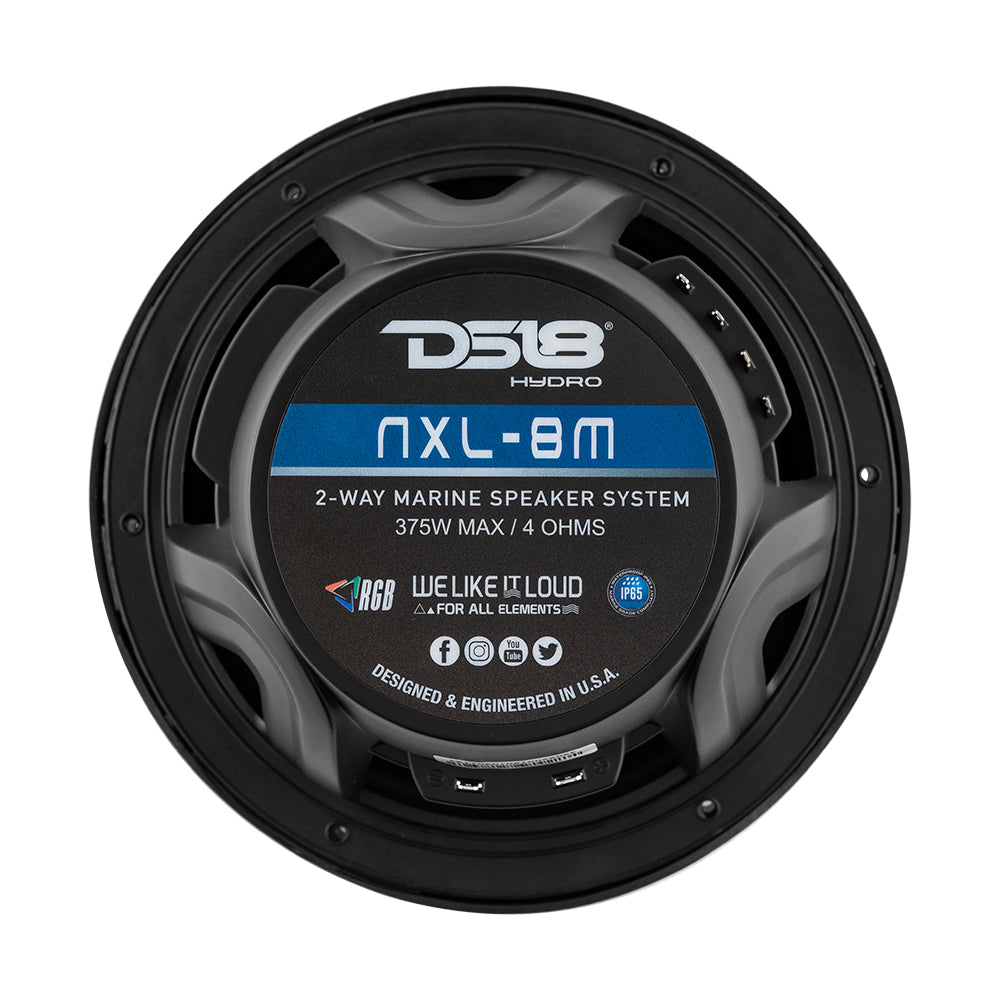 Suncoast Marine and Auto offers DS18 New Edition HYDRO 8" 2-Way Marine Speakers w/RGB LED Lighting 375W - Black [NXL-8M/BK]