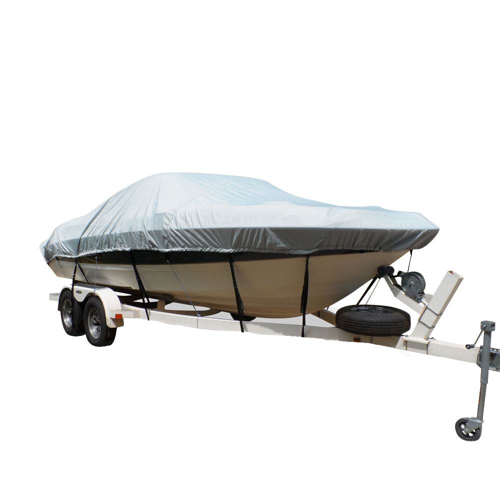 Suncoast Marine and Auto offers Carver Flex-Fit PRO Polyester Size 1 Boat Cover f/V-Hull Fishing Boats Jon Boats - Grey [79001]