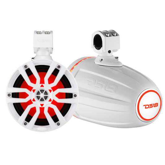 Suncoast Marine and Auto offers DS18 X Series HYDRO 8" Wakeboard Pod Tower Speaker w/RGB LED Light - 375W - White [NXL-X8TP/WH]