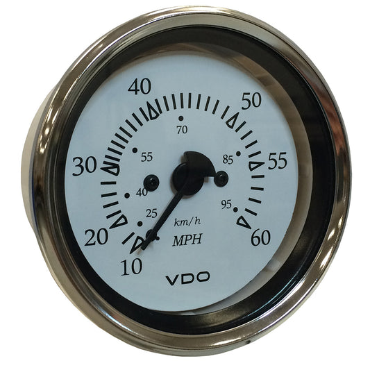 Suncoast Marine and Auto offers VDO Cockpit Marine 85MM (3-3/8") Pitot Speedometer - 0 to 60 MPH - White Dial/Chrome Bezel [260-15270]