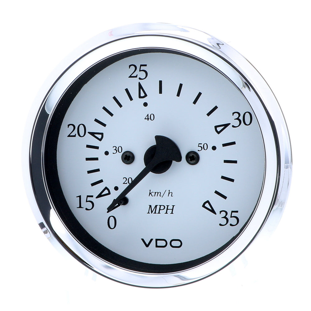 Suncoast Marine and Auto offers VDO Cockpit Marine 85MM (3-3/8") Pitot Speedometer - 0 to 35 MPH - White Dial/Chrome Bezel [260-15271]