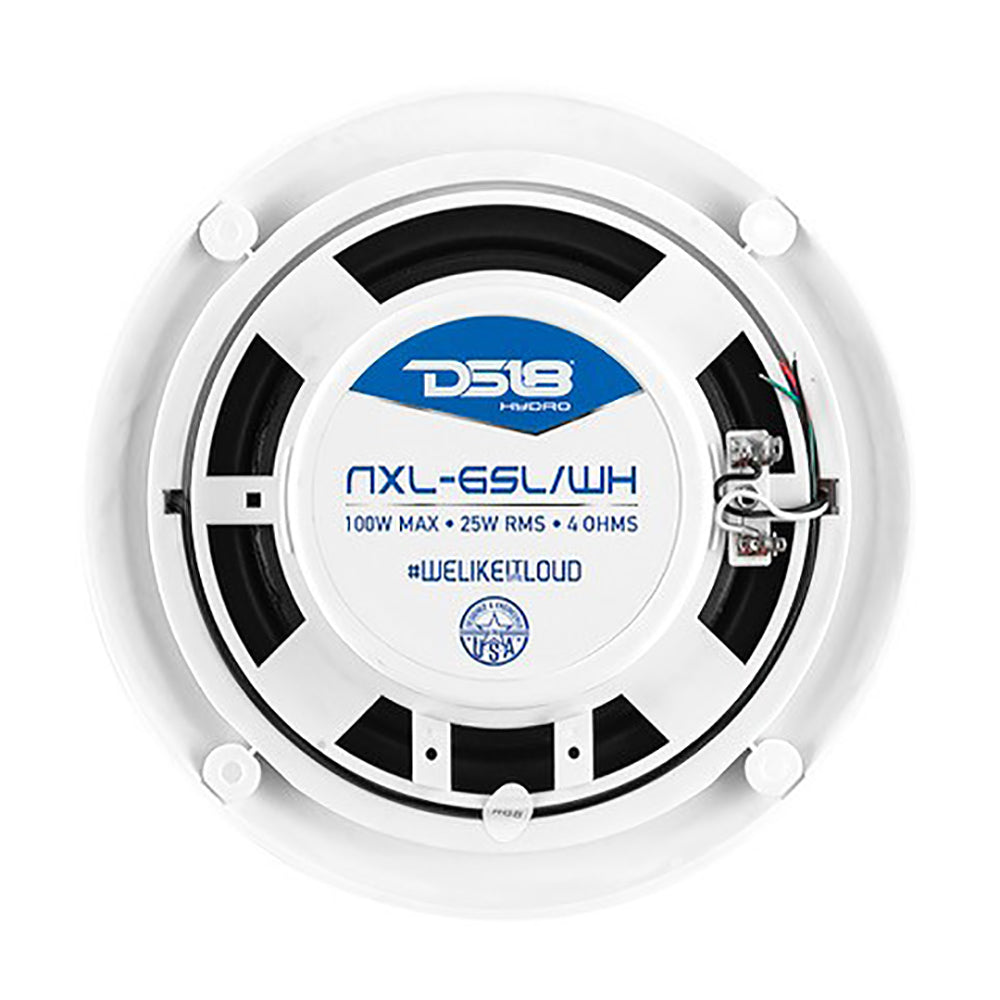 Suncoast Marine and Auto offers DS18 HYDRO 6.5" 2-Way Marine Slim Speakers w/RGB LED Lighting 100W - White [NXL-6SL/WH]