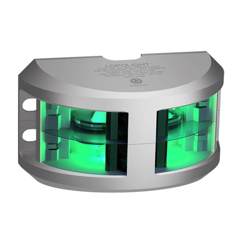 Suncoast Marine and Auto offers Lopolight Series 200-018 - Double Stacked Navigation Light - 2NM - Vertical Mount - Green - Silver Housing [200-018G2ST]